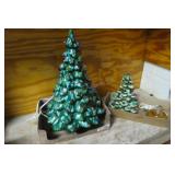 2 Ceramic Christmas Trees 10 In and 18 In.