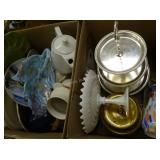 2 Boxes: Serving Dishes & Vase