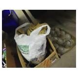 Vintage Clear Insulators and Burlap