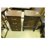 2 Wooden Cabinets One with Sewing Contents