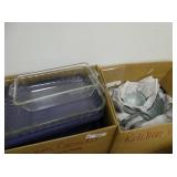 2 boxes Pyrex / glass Cake Pans and Storage bowls