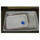 2 Enamel Pans - 1 has a lid