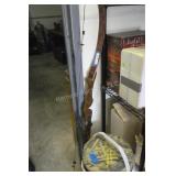 Ben Pearson Bow and pail of misc. hunting items