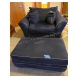 Blue chair & ottoman
