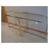 Oval metal table w/ glass top