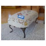 1977 recovered foot stool - metal legs