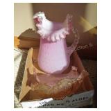 Satin glass pitcher & 2 dishes