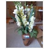 Basket top pottery w/ flowers inside