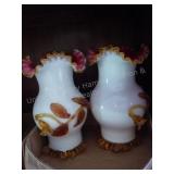 Pair of art glass vases w/ applied glass