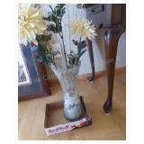 Tall etched glass vase