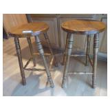 2 wood stools
