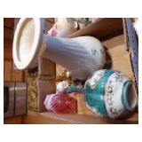 Belleek vase & pitchers