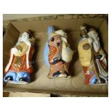 3 hand painted Japan statues