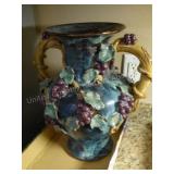 Large grapevine pottery vase w/ handles