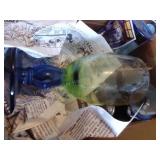 2 boxes glasses & household