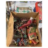 Box of Christmas Ornaments, Lights and Other