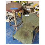 Small metal chair and stool