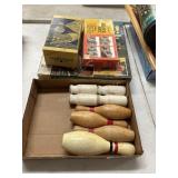 Lot of Vintage Games, wooden bowling pins and woo