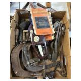 Flat of Misc. Tools and c-clamps