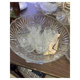 Glass Punch Bowl with Glasses and Pitcher