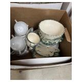 Box of Glassware- Bowls, Cups, Plates, Platter -