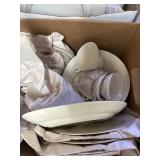 Box of Glass Plates, Cups, Bowls, Platters and Ot