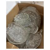 Box of Glassware- Serving Bowls, Plates, Cups and