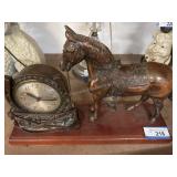 Vintage Deco Horse and  Clock