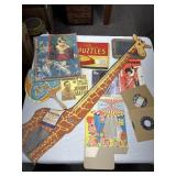 Flat of Vintage Records, Books, Puzzles and other