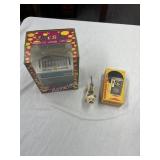 Vintage Juke Box, Tin Surprise Radio and  Glass-e