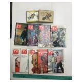 9 TV Guides and a set of playing cards