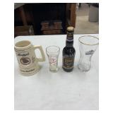 3 Vintage Beer Glasses and Bottle