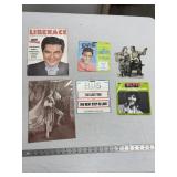 3 Elvis 45 Records, Liberace Book and Theatre Pos