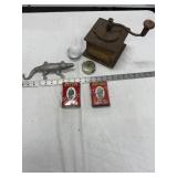 2 Vintage Tobacco Tins, Antique Coffee Grinder, 2