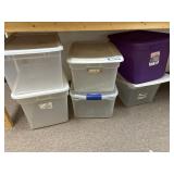 6 Plastic Totes with Lids