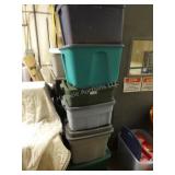 11 Plastic Totes with Lids-Some Dirty