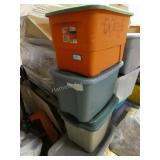 10 Plastic Totes with Lids-Some Dirty