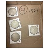 4 1921 Silver Dollars
