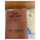2 Sets War Ration Books and Holder