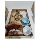 Fentch Slipper, 2 Fire King Cups and Fondue Pot