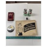 Novelty Fisherman Set, Cola Shakers, Pocket Mirro