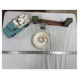 Plastic Truck, Tin Train Track and Dish