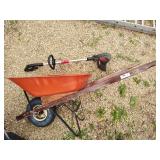 Wheelbarrow and Craftsman electric trimmer
