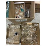 Three boxes clear glassware