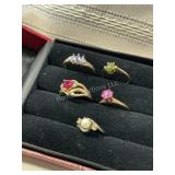 Five rings marked 10k - approximately 8.8 grams