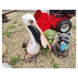 3 statues - 2 cement 1 plastic