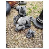 2 cement squirrels