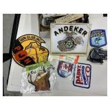 Sewing items and patches, aviators goggle case