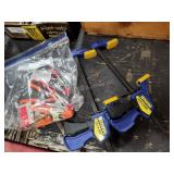 2 small bar clamps and spring clamps