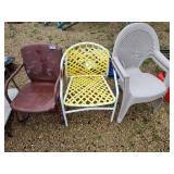 4 patio chairs 2 metal 2 plastic